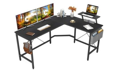 Cubiker modern L-shaped computer office desk corner gaming desk with monitor stand review
