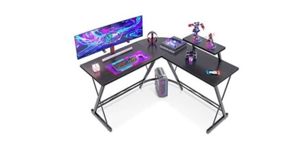 L shaped gaming desk home office desk with round corner review