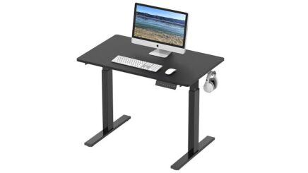 SHW memory preset electric height adjustable standing desk 40 x 24 inches black